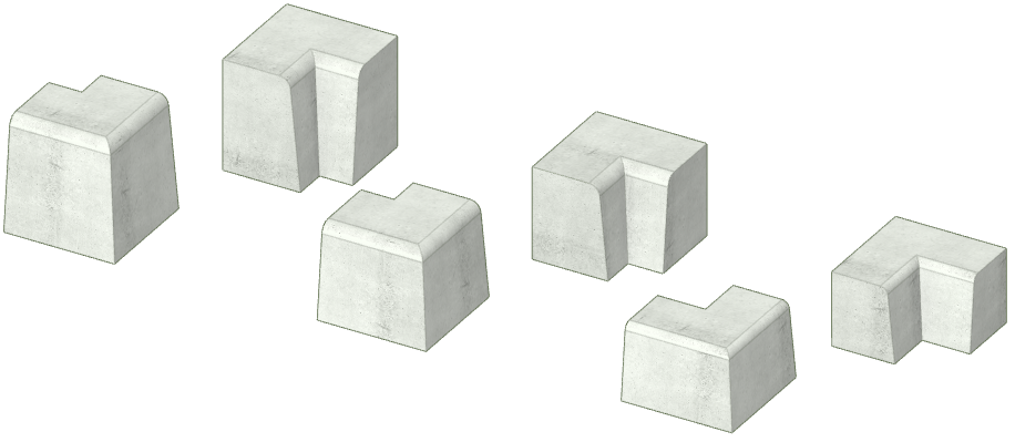 片面R歩車道境界ブロック90°コーナー